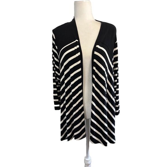 Travelers By Chicos Striped Drapped Cardigan Slinky Knit  Women 3/XL - Picture 1 of 14